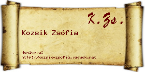 Kozsik Zsófia névjegykártya